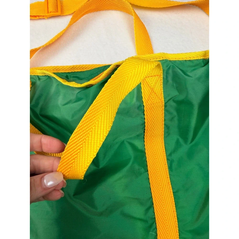 Vintage 1997 Avon Green Yellow Nylon Duffle Bag Travel Gym Weekender Foldable